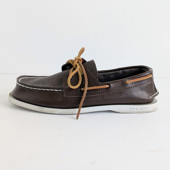 Sperry Boat Shoes EU 37.5 Brown Leather Original 2 Eye Lace Up Flats Round Toe - Picture 8 of 13